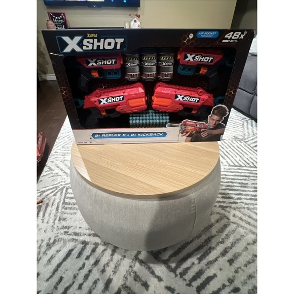 Zuru X-Shot 4 Gun Bundle - 2x Reflex 6 & 2x Kickback with 48 Foam Darts NEW - Picture 1 of 10